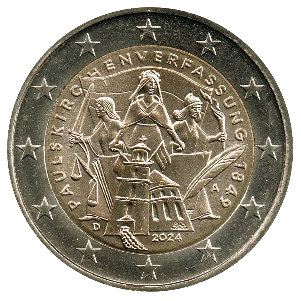 2 euros conmemorativa 175 Aniversario de la Constitución de la Paulskirche